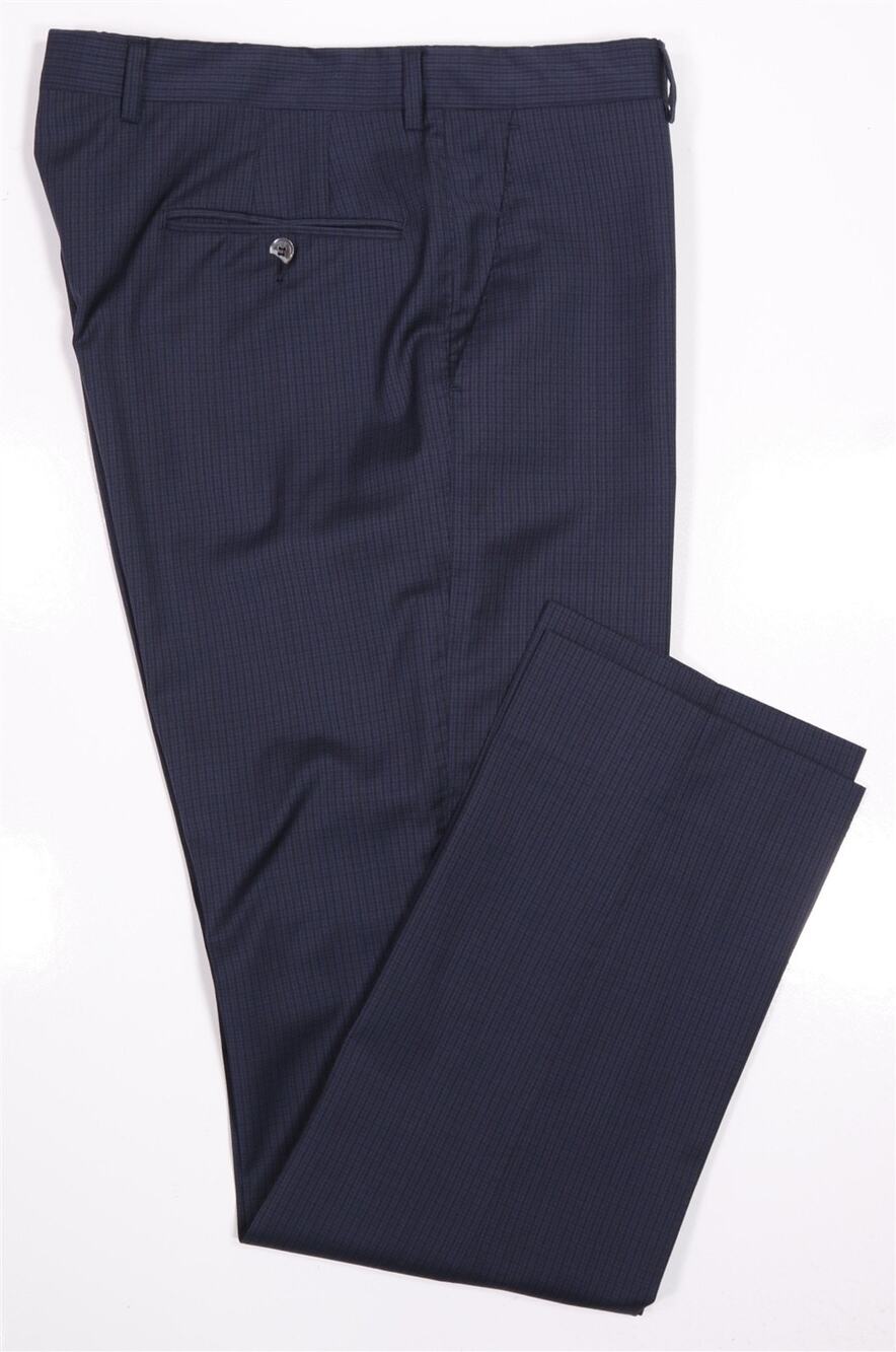 Paul Smith Blue Black Check Wool Slim Fit Dress Pants 34x32